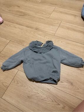 Zara Ruffle Collar Sweater - Blue toddler girl